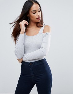 Боди с вырезами на плечах ASOS - Серый