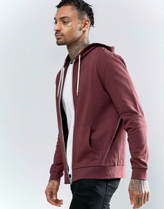 Бордовое худи на молнии ASOS - Красный