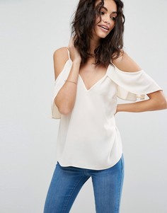 Топ с вырезами на плечах и рукавами-бабочка ASOS - Бежевый