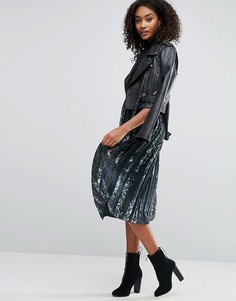 Плиссированная юбка миди со звериным принтом ASOS - Мульти