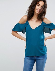 Топ с вырезами на плечах и рукавами-бабочка ASOS - Зеленый