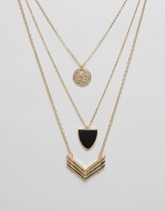 Многорядное ожерелье с дизайном в виде шевронов Ashiana - Золотой