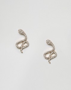 Серьги-гвоздики с отделкой в виде змеи и стразами ASOS - Золотой