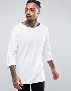 Белая оversize-футболка с рукавами 3/4 и вырезом лодочкой ASOS - Белый