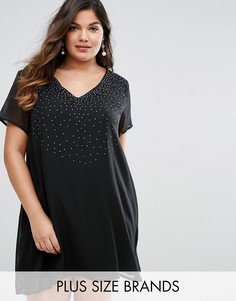 Свободное платье с декоративной отделкой Goddiva Plus - Черный