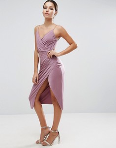 Платье миди с запахом на юбке ASOS - Фиолетовый