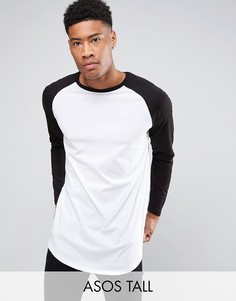 Длинный лонгслив с контрастными рукавами реглан ASOS TALL - Белый