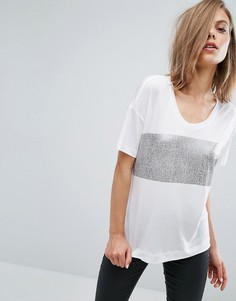Футболка со вставкой металлик Dr Denim - Белый