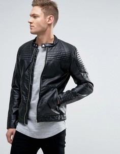 Байкерская куртка из искусственной кожи Jack &amp; Jones - Черный