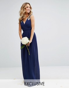 Платье макси с запахом и отделкой TFNC WEDDING - Темно-синий
