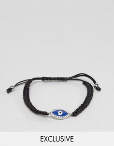 Черный плетеный браслет с подвеской в виде глаза DesignB - Черный