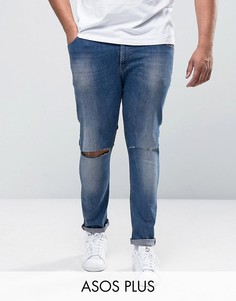 Супероблегающие рваные джинсы ASOS PLUS - Синий
