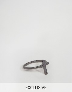 Кольцо цвета пушечной бронзы с крестом DesignB - Серый