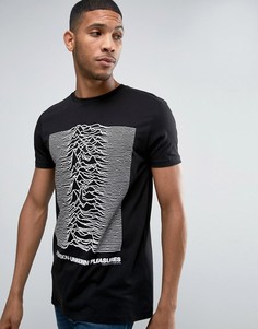 Удлиненная футболка с принтом ASOS - Черный