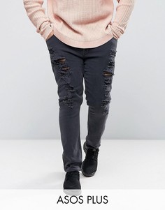 Супероблегающие рваные джинсы ASOS PLUS - Черный