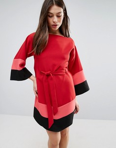 Платье с широкими рукавами и ремнем Hedonia - Красный