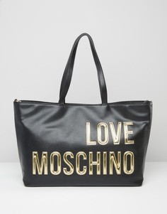 Сумка-шопер с логотипом Love Moschino - Черный