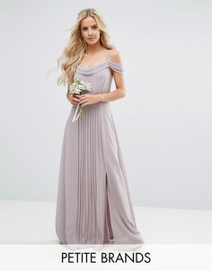 Платье макси с открытыми плечами и отделкой TFNC Petite Wedding - Серый