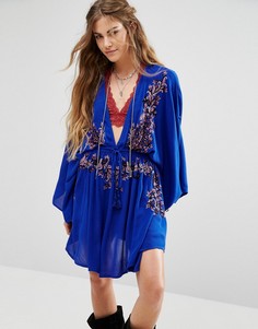 Платье с вышивкой Free People - Синий