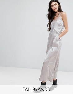 Платье-комбинация с кружевными вставками Glamorous Tall - Серый