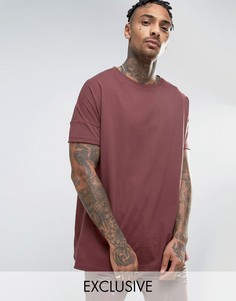 Бордовая oversize-футболка Mennace - Коричневый