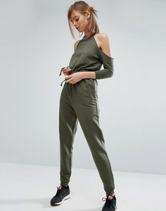 Трикотажный комбинезон с открытыми плечами ASOS - Зеленый