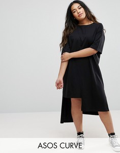 Платье-футболка с разрезами ASOS CURVE - Черный