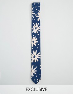 Синий галстук с абстрактным цветочным принтом Reclaimed Vintage - Синий