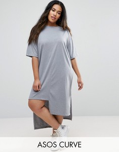 Платье-футболка с разрезами ASOS CURVE - Серый