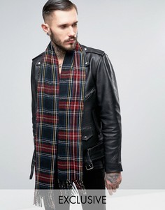 Черный шарф с принтом тартан Reclaimed Vintage - Черный
