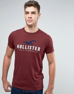 Бордовая футболка с логотипом Hollister - Красный
