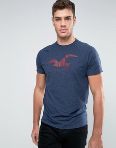 Темно-синяя футболка с логотипом Hollister - Темно-синий