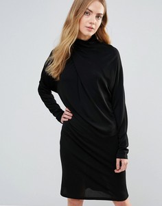 Асимметричное драпированное платье Ganni Doherty - Черный