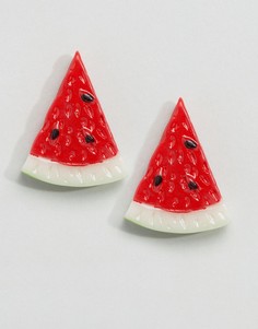 Серьги-гвоздики ограниченной серии в виде арбуза - Красный Asos