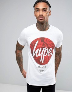 Футболка с логотипом на фоне роз Hype - Белый