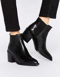 Кожаные ботинки на каблуке Selected Femme Elena - Черный