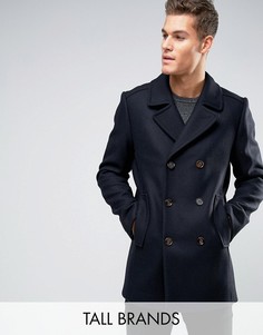 Полушерстяной бушлат Ted Baker TALL - Темно-синий