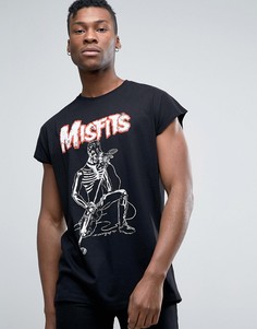 Длинная oversize-футболка Misfits ASOS - Черный
