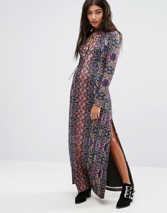 Платье макси с длинными рукавами и принтом Free People Caberet - Мульти