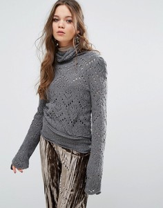 Ажурный вязаный джемпер Free People Shoot From Heart - Серый