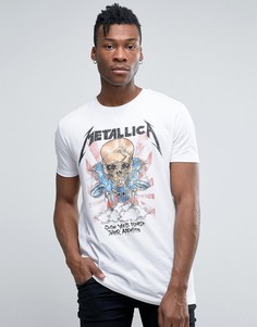 Длинная футболка Metallica с принтом черепа ASOS - Белый