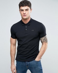 Черное поло классического кроя с логотипом Armani Jeans - Черный