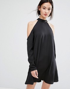 Платье с открытыми плечами и пряжкой Influence - Черный