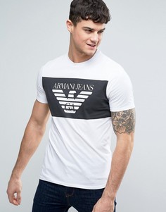 Белая футболка классического кроя с логотипом Armani Jeans - Белый