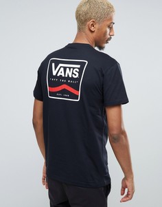 Черная футболка с принтом на спине Vans VA2X4TBLK - Черный