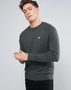 Темно-синий обтягивающий джемпер с круглым вырезом Abercrombie &amp; Fitch - Зеленый