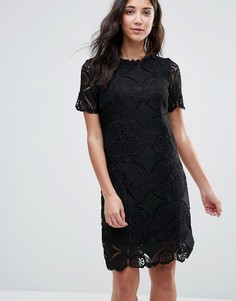 Кружевное цельнокройное платье с короткими рукавами Vila - Черный