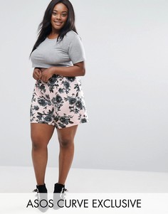 Юбка-шорты с цветочным принтом ASOS CURVE - Мульти