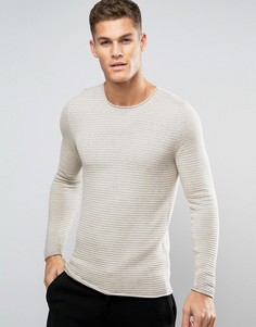 Вязаный джемпер в рубчик Selected Homme - Stone