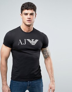 Черная узкая футболка с логотипом в виде орла Armani Jeans - Черный